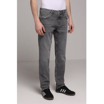 Blugi slim fit cu aspect decolorat - Gri antracit
