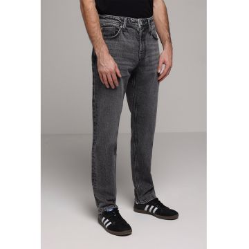 Blugi slim fit cu talie medie - Gri inchis melange