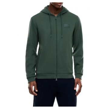 Bluza cu fermoar barbati TRAIN LUX M HOODIE FZ CO PL -  Bumbac - Verde - Verde