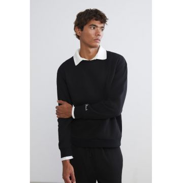 Bluza de trening din amestec de bumbac cu garnituri contrastante - Negru