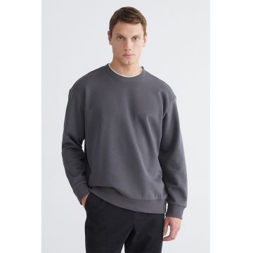 Bluza uni de trening cu mansete si terminatie elastice - Gri antracit