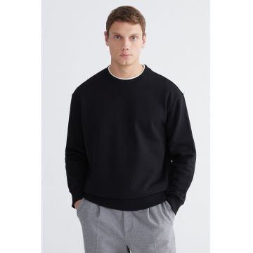 Bluza uni de trening cu mansete si terminatie elastice - Negru