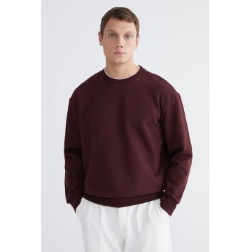 Bluza uni de trening cu mansete si terminatie elastice - Visiniu