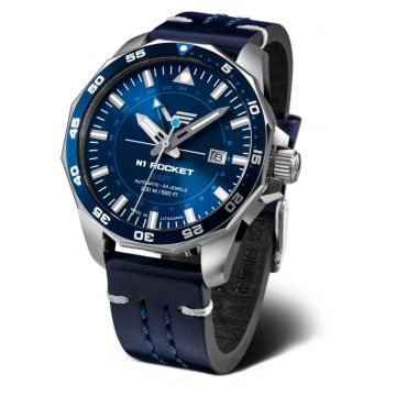 Ceas de bărbați  Rocket N-1 - bleumarin - curea din piele - mecanism automatic