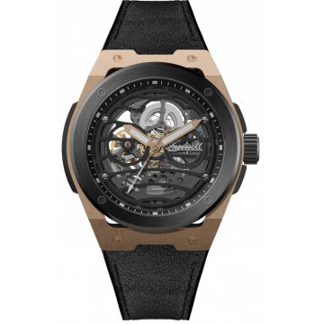 Ceas pentru bărbați  I15202 - negru - tip skeleton - curea din material - automatic