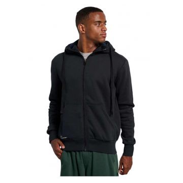 Hanorac barbat -  gluga - fleece - negru - bumbac