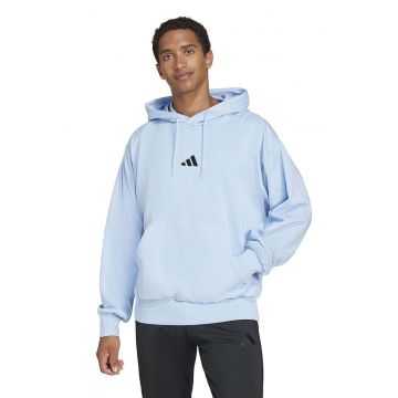 Hanorac regular fit cu buzunar kangaroo Feelcozy - Negru/Albastru glaciar