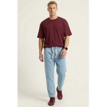Pantaloni barbati -  blugi - talie elastica - albastru Maya - denim -