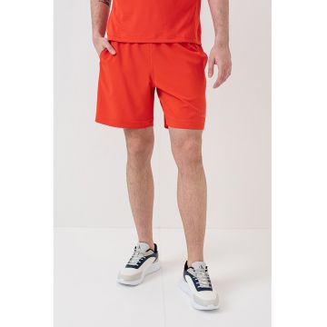 Pantaloni scurti cu banda elastica in talie - pentru antrenament - Rosu/Alb optic