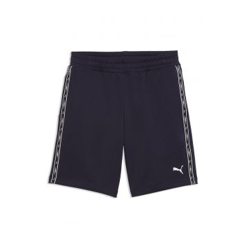 Pantaloni scurti cu benzi logo si talie elastica - Alb/Negru stins