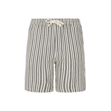 Pantaloni scurti  Griston - bumbac - talie elastica - alb/gri