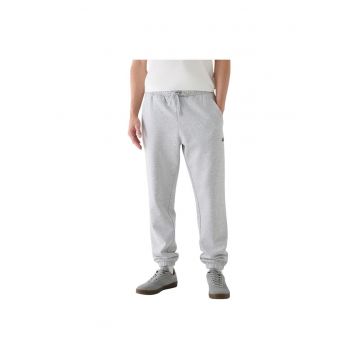 Pantaloni sport barbatesti  interior pufos - talie elastica - gri - bumbac/poliester -