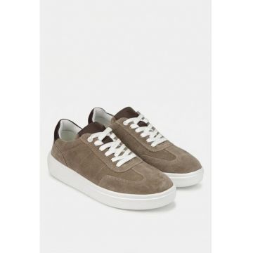 Pantofi barbati din piele intoarsa taupe