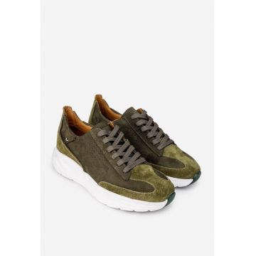 Pantofi barbati piele kaki - Verde