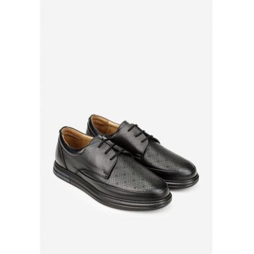 Pantofi piele naturala barbati neagra - Negru