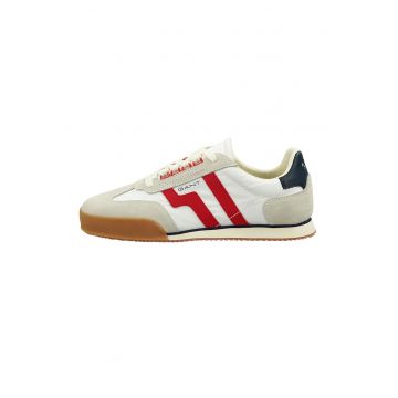 Pantofi sport cu garnituri de piele intoarsa Baylle - Rosu/Alb murdar/Grej