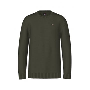 Pulover cu decolteu la baza gatului Essential - Verde inchis