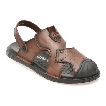 Sandale GRYXX maro, T6388, din piele naturala