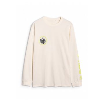 Tricou barbat cu maneca lunga -  bumbac - alb - croiala regulata - imprimeu sportiv