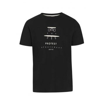 Tricou barbatesc  Andros - maneca scurta - croiala regulata - negru - bumbac