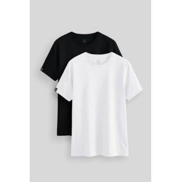 Tricou barbati -  Comfort Fit - alb - bumbac-elastan - maneca scurta