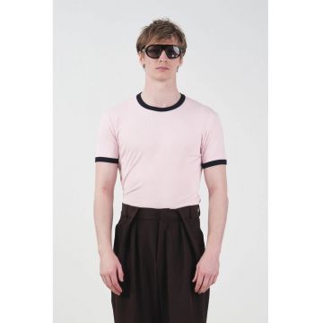 Tricou Barbati -  Slim Fit - Guler Rotund - Roz Garoafa - 100% bumbac