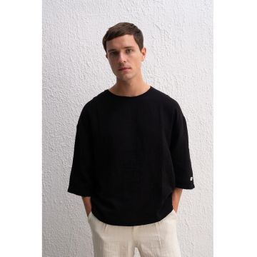 Tricou barbati -  supradimensionat - bumbac - negru
