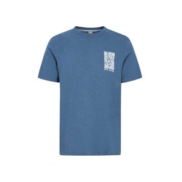 Tricou  bumbac - albastru - croiala regulata - decolteu rotund