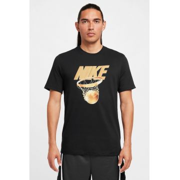 Tricou cu decolteu la baza gatului - logo in relief si imprimeu grafic - Negru/Galben