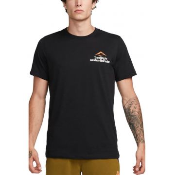 Tricou cu decolteu la baza gatului pentru alergare Dri-Fit - Negru