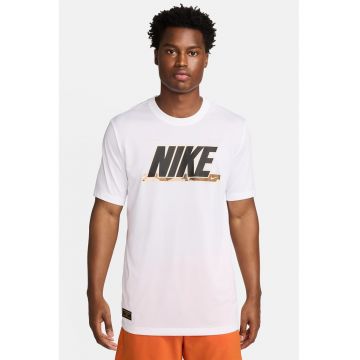 Tricou cu imprimeu logo pentru antrenament - Alb/Negru/Maro