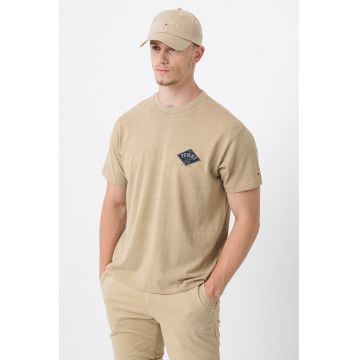 Tricou cu logo - Negru stins/Bej inchis