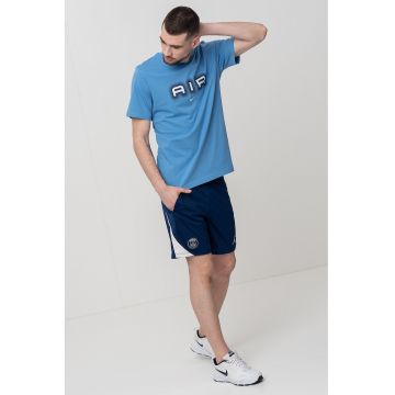 Tricou de bumbac cu imprimeu logo - Alb/Albastru azur
