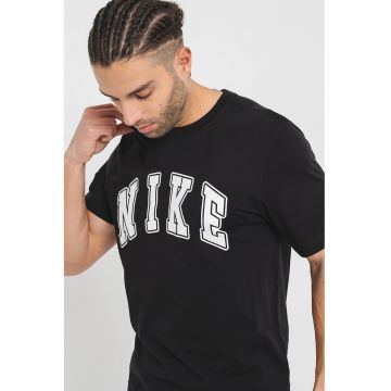 Tricou de bumbac cu logo - Alb/Negru stins