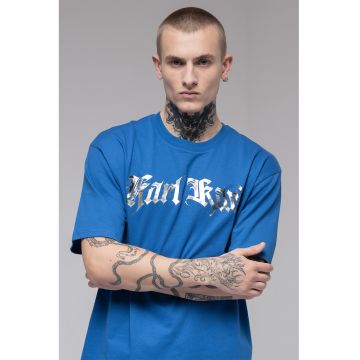 Tricou de bumbac organic cu imprimeu logo - Albastru royal