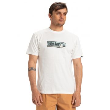 Tricou de bumbac organic cu logo Evo Endless - Alb/Negru/Albastru deschis