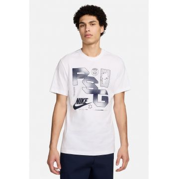 Tricou de bumbac pentru fotbal Paris Saint-Germain - Alb/Gri
