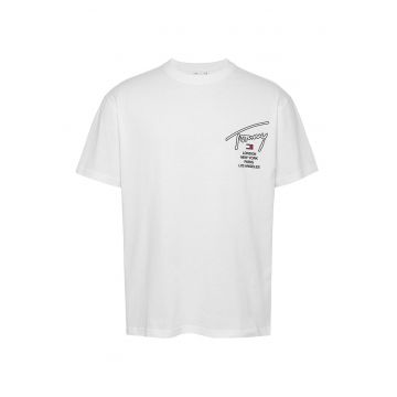 Tricou de bumbac Signature - Alb/Negru