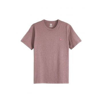 Tricou din bumbac cu decolteu la baza gatului - Roz