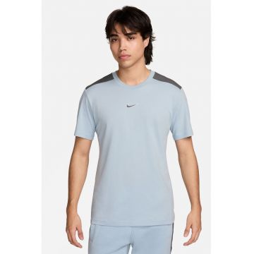 Tricou din bumbac cu detaliu cu monograma - Gri/Albastru glaciar