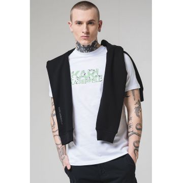 Tricou din bumbac cu logo - Alb/Verde deschis