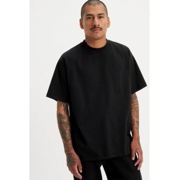Tricou lejer din bumbac cu model in dungi Red Tab™ - Negru