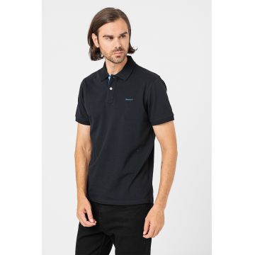 Tricou polo din amestec de bumbac - Negru/Albastru royal