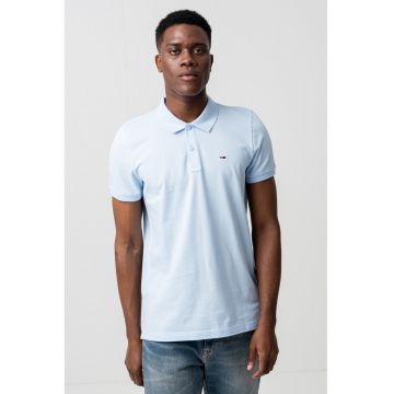 Tricou polo slim fit - Albastru pal
