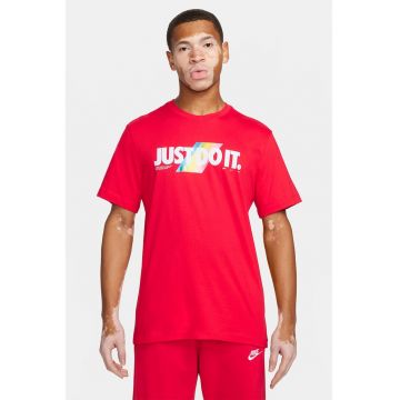 Tricou regular fit cu logo - Coral/Alb optic
