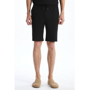 Bermude sport slim-fit cu talie ajustabila - Negru