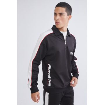 Bluza de trening cu buzunar cu fermoar - Alb/Negru
