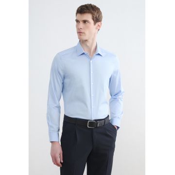 Camasa slim fit de bumbac - Albastru azur
