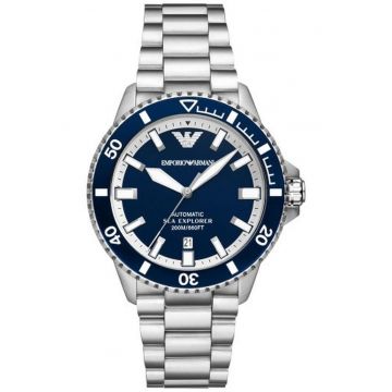 Ceas  Sea Explorer Automatic - rezistent la apa 20 ATM - albastru - bratara otel - argintiu