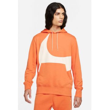 Hanorac cu snur de ajustare si buzunar kangaroo Swoosh - Alb/Portocaliu
